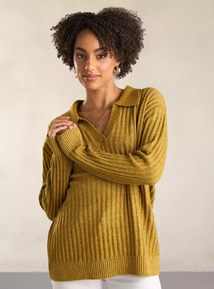 Max Textured Collared Jumper with Long Sleeves