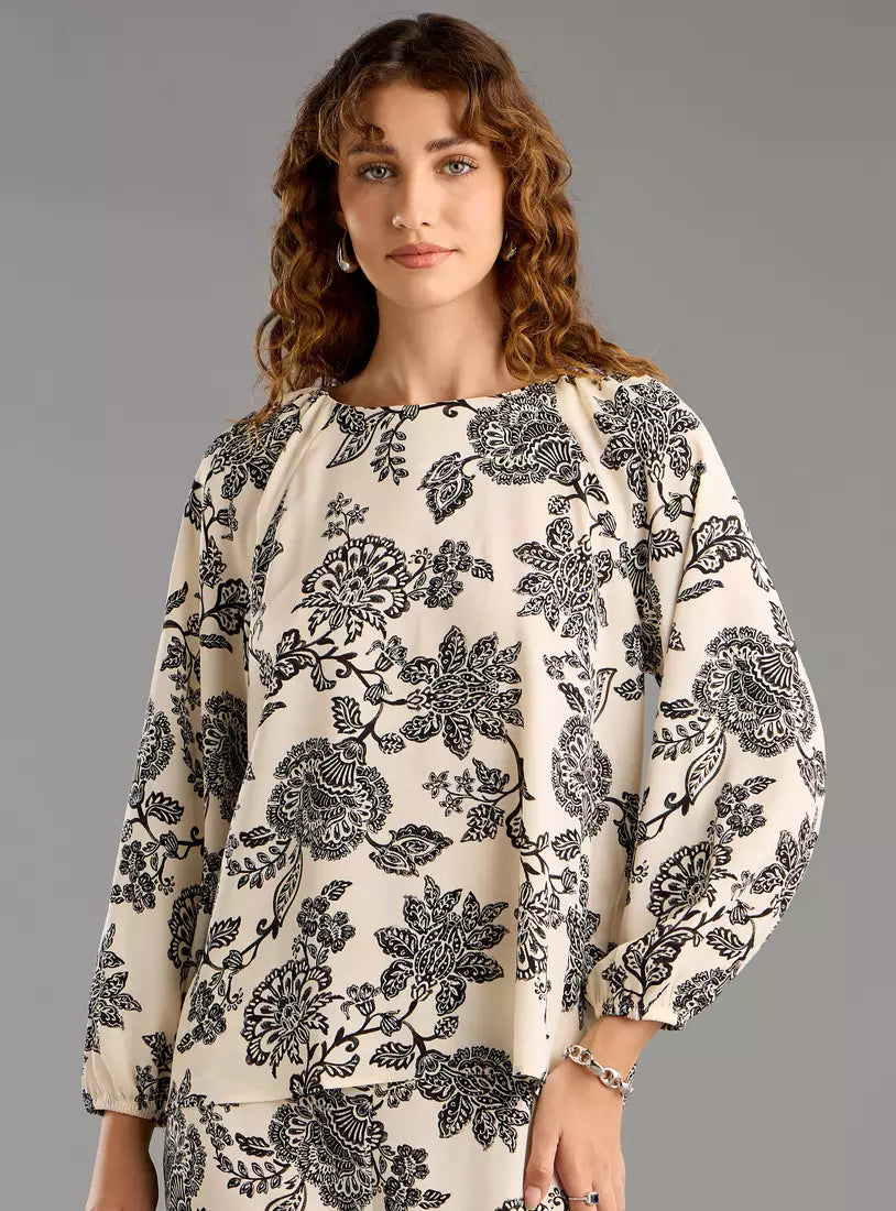 Max All-Over Floral Print Twill Top