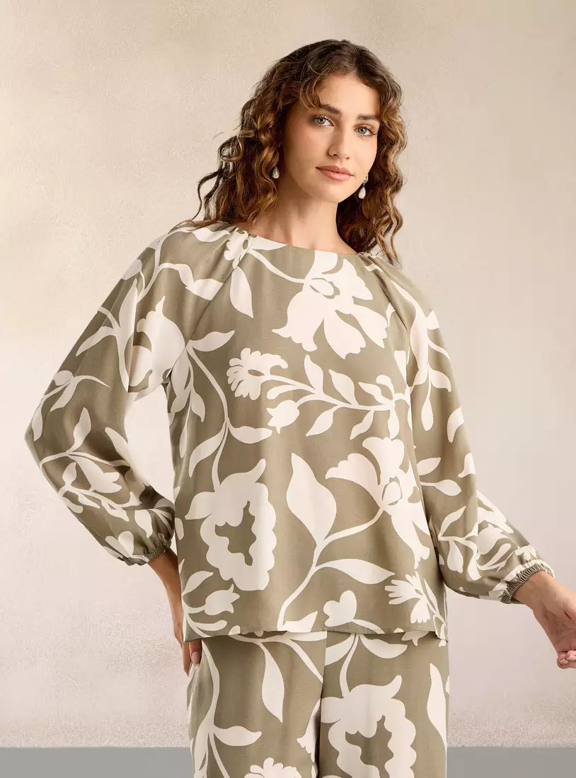 Max All-Over Floral Print Twill Top