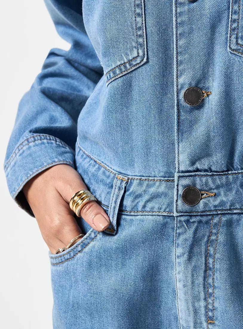 Max Denim Camp Collar Jumpsuit