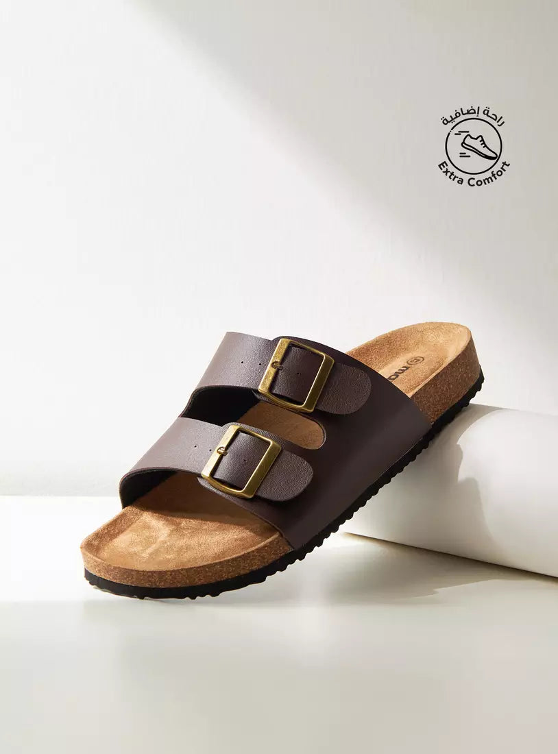 Max Buckle Accented Slip-On Sandals