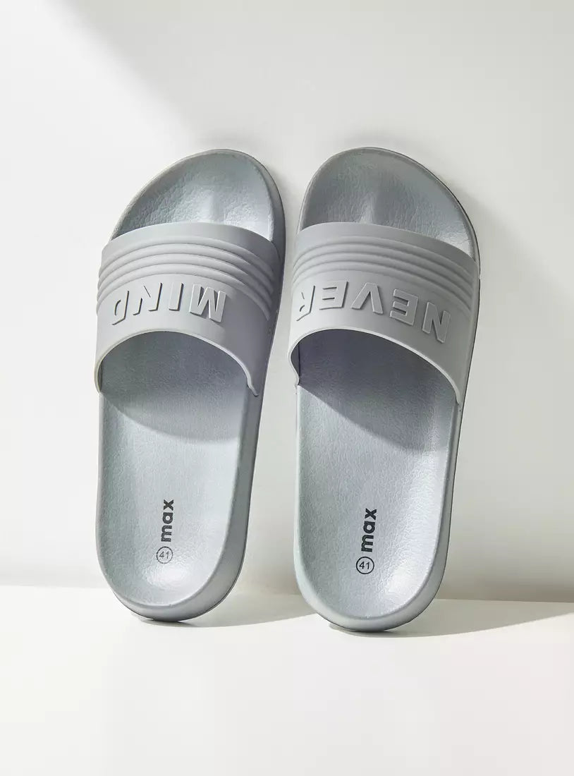 Max Typography Embossed Beach Slippers