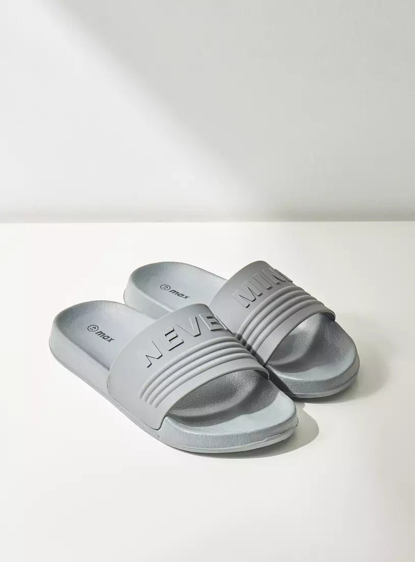 Max Typography Embossed Beach Slippers