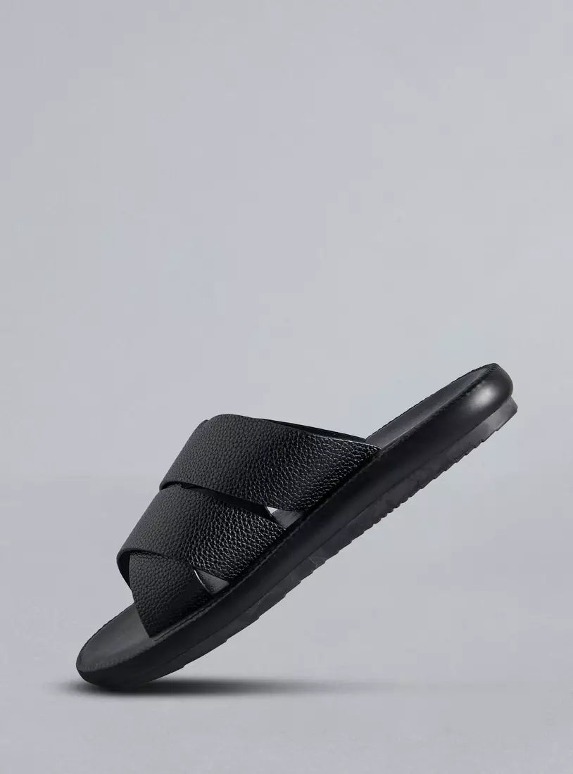 Max Textured Slip-On Cross Strap Comfort Sandals