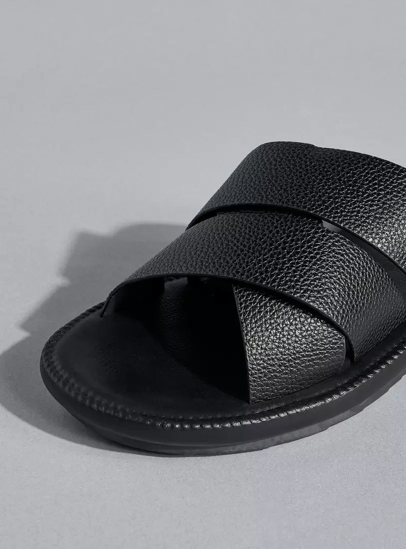 Max Textured Slip-On Cross Strap Comfort Sandals