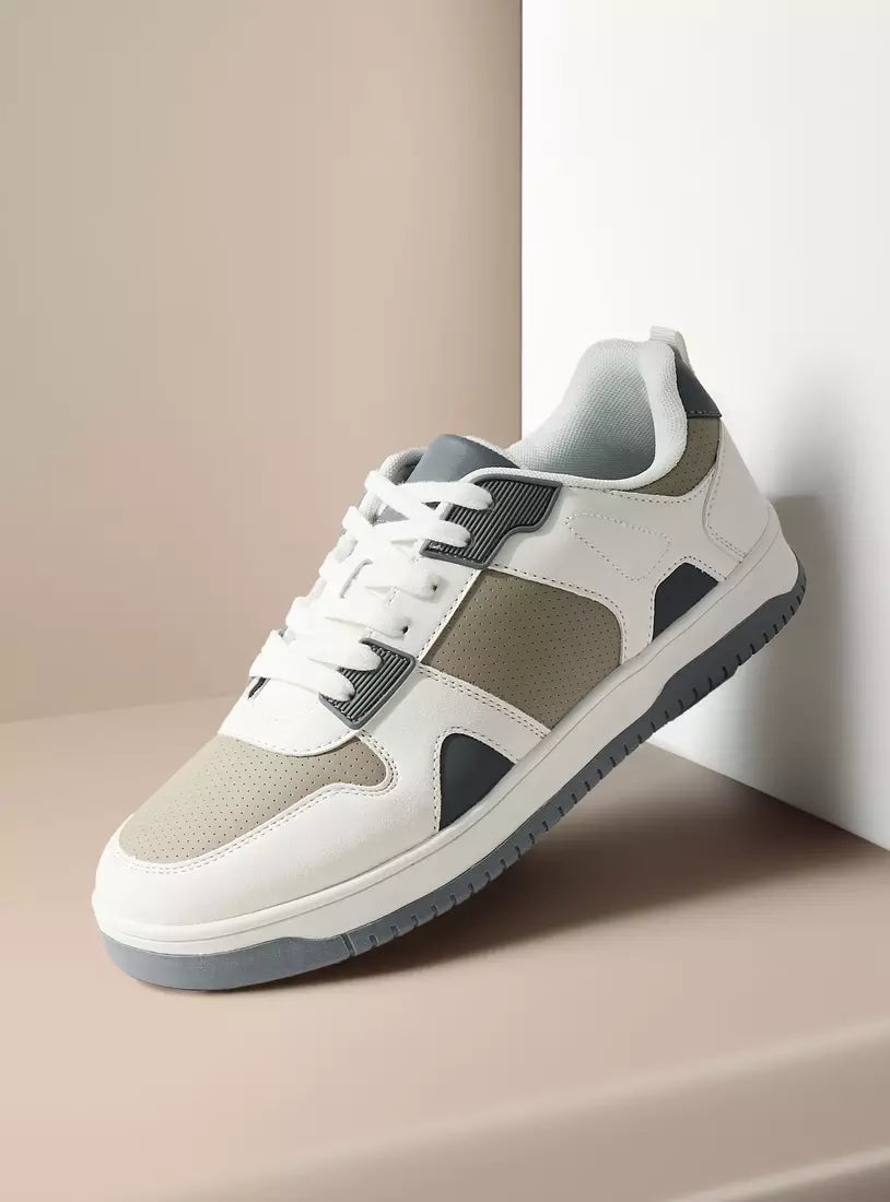 Max Panelled Sneakers with Lace-Up Closure