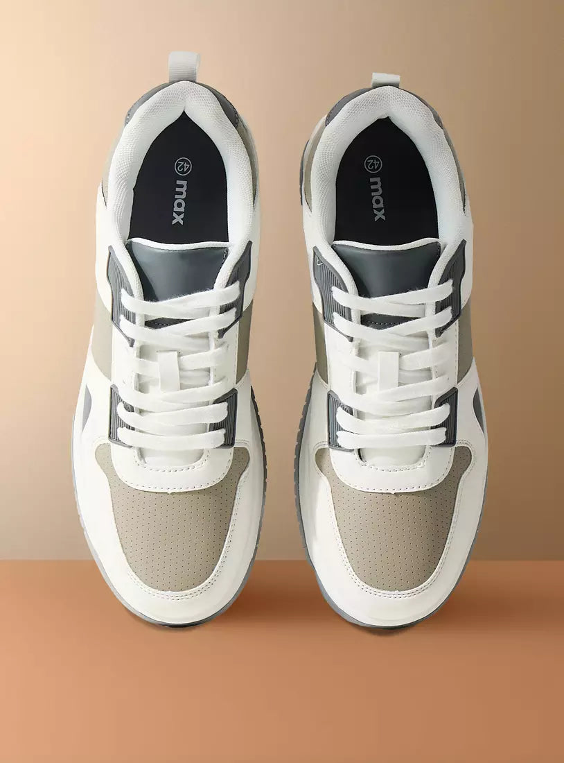 Max Panelled Sneakers with Lace-Up Closure