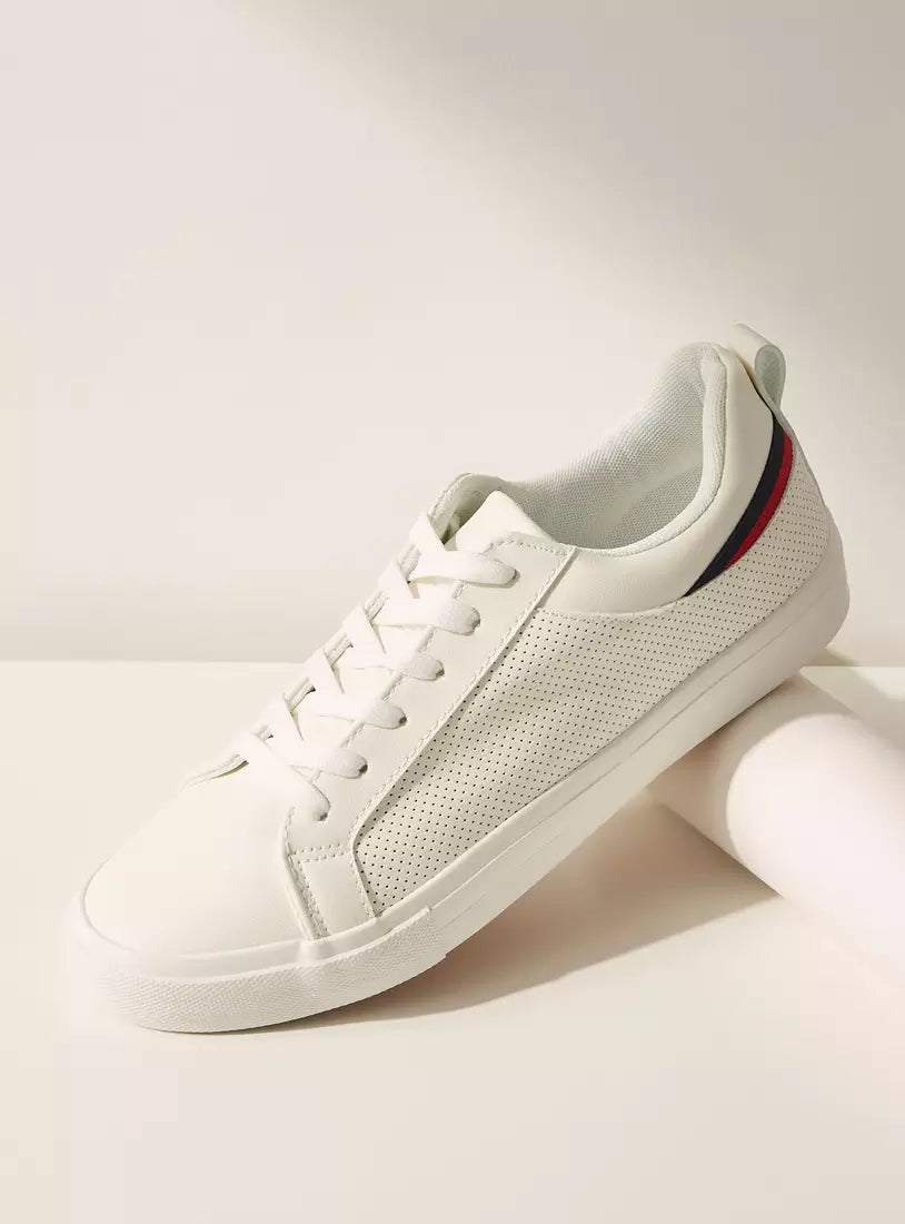 Max Textured Low Ankle Sneakers with Lace-Up Closure