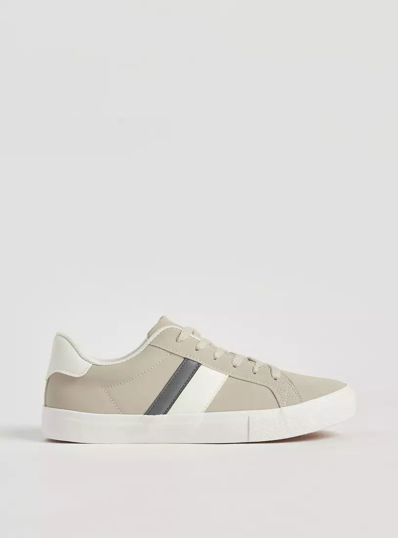 Max Panelled Plimsole Shoes with Lace-Up Closure