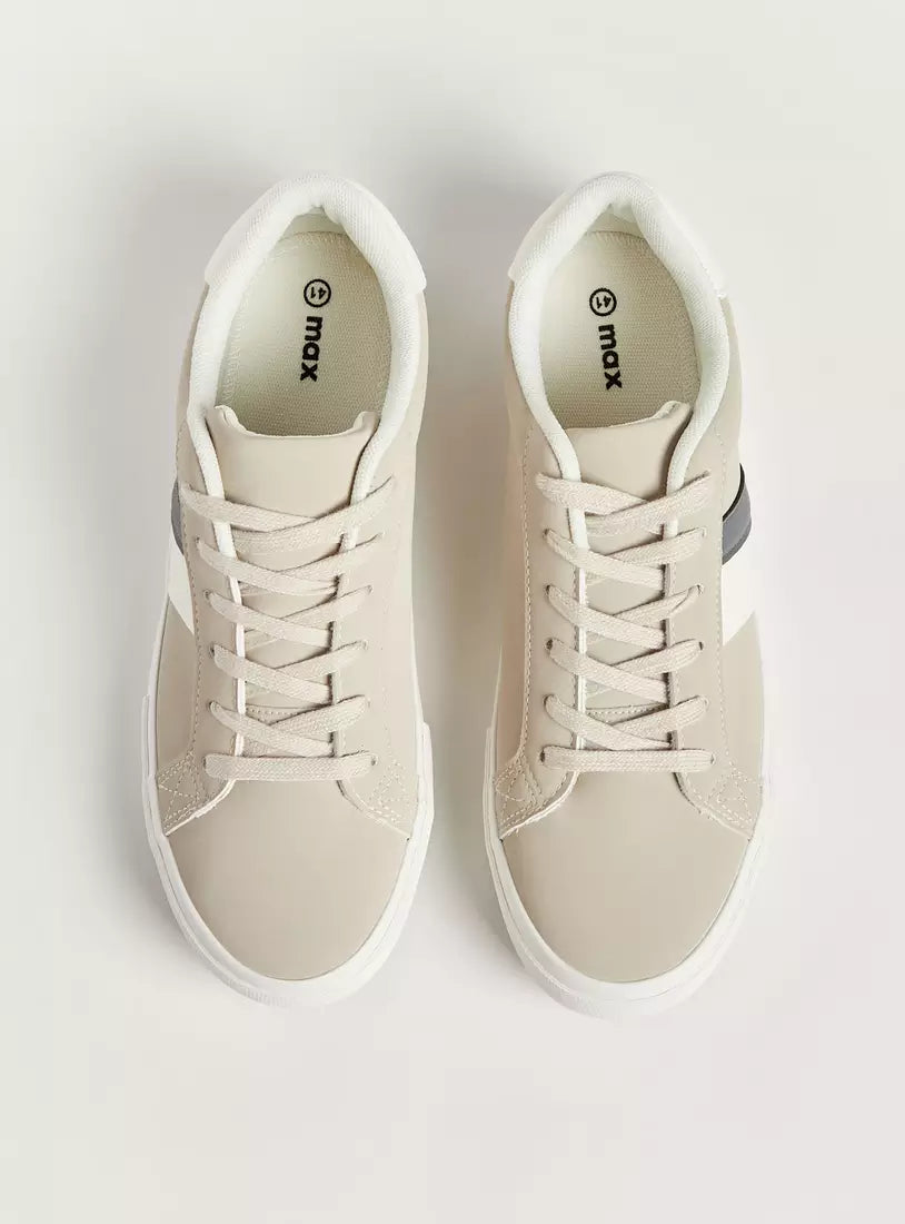 Max Panelled Plimsole Shoes with Lace-Up Closure