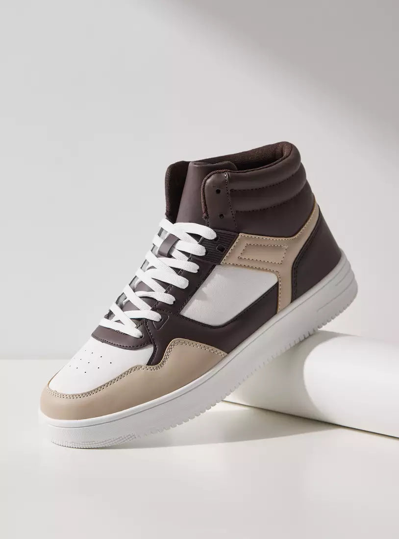 Max Colourblock High-Top Sneakers with Lace-Up Closure
