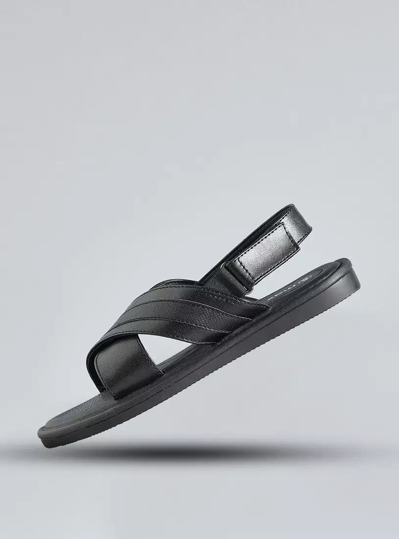 Max Monotone Cross Strap Sandals with Hook and Loop Closure