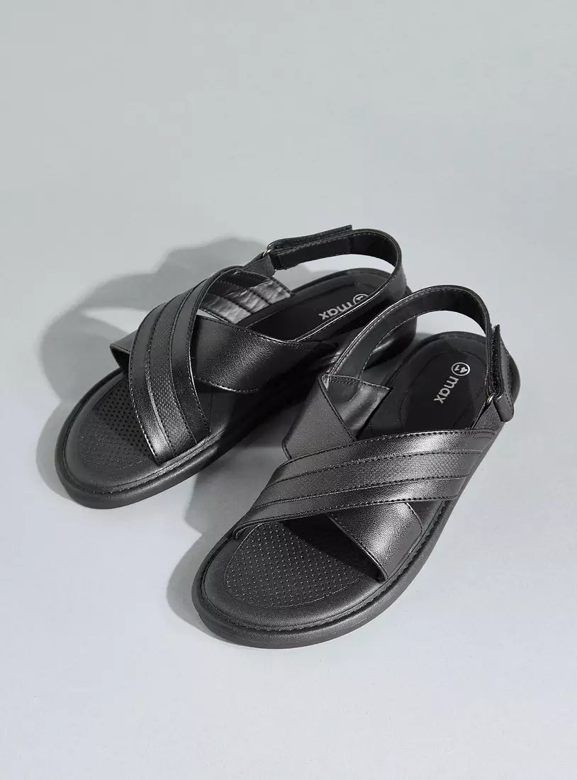 Max Monotone Cross Strap Sandals with Hook and Loop Closure