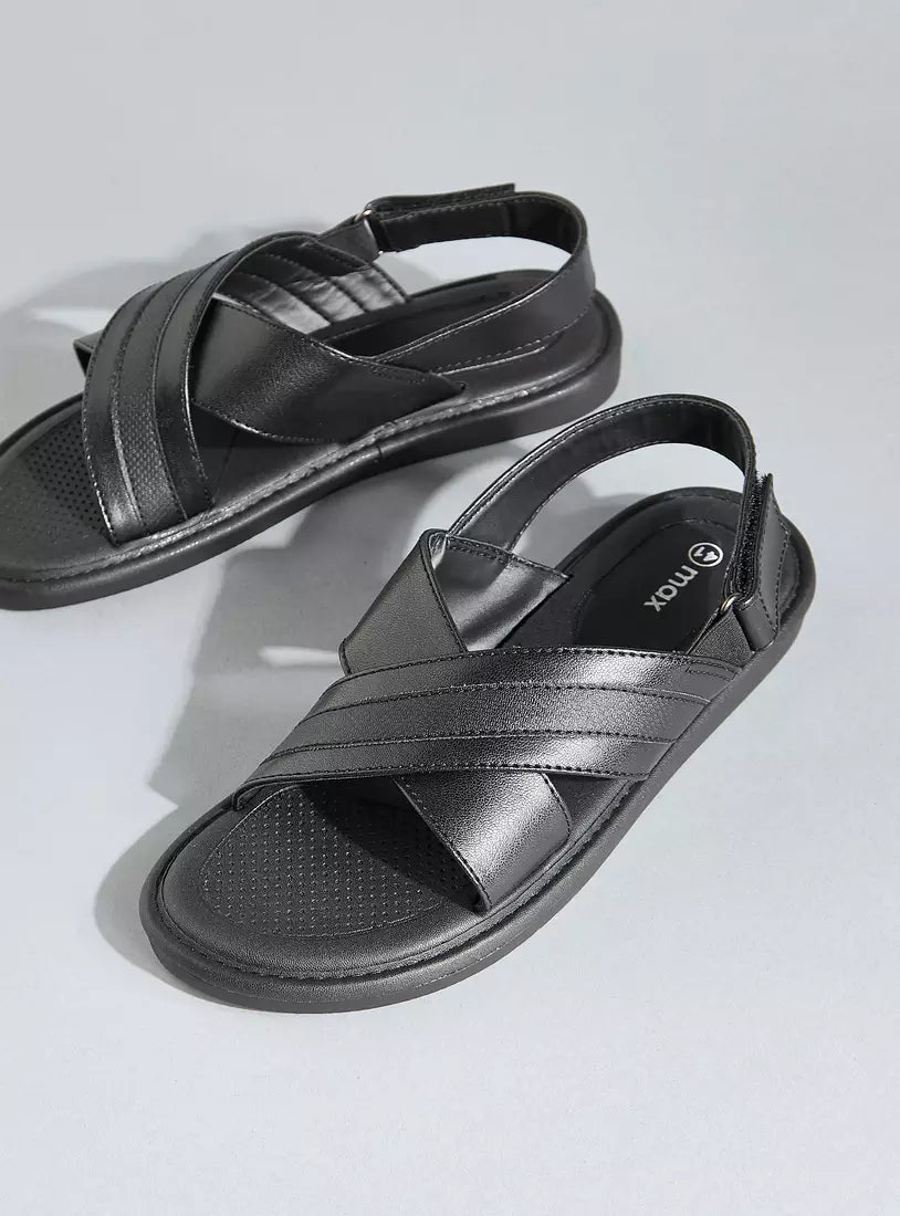 Max Monotone Cross Strap Sandals with Hook and Loop Closure
