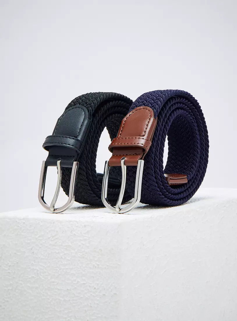 Max Pack of 2 - Braid Textured Belt with Pin Closure