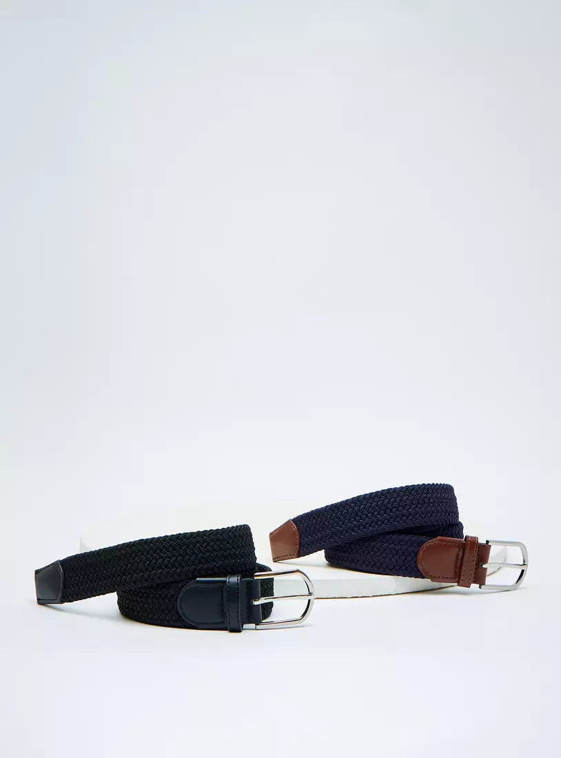 Max Pack of 2 - Braid Textured Belt with Pin Closure