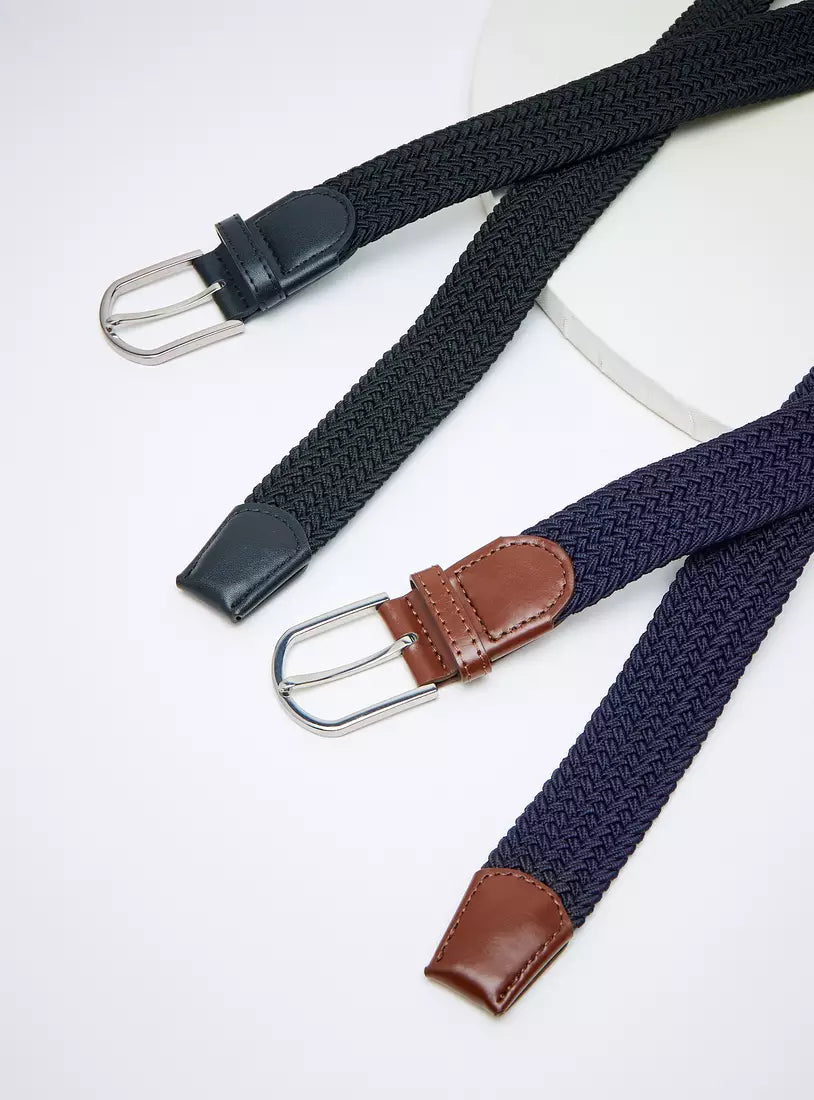 Max Pack of 2 - Braid Textured Belt with Pin Closure