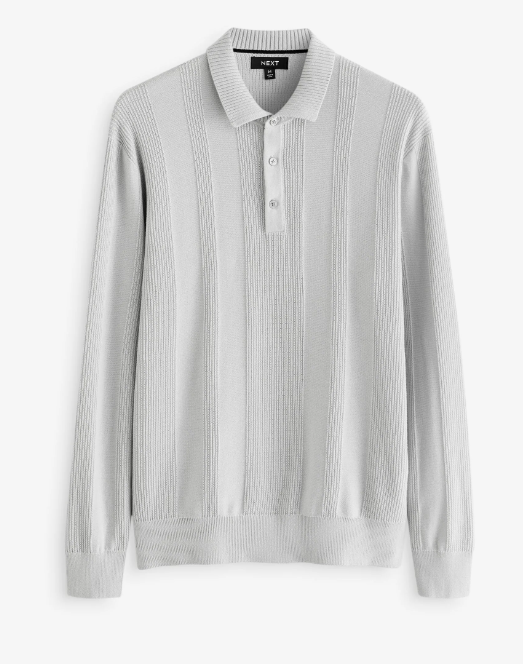 Next Knitted Long Sleeve Polo Shirt