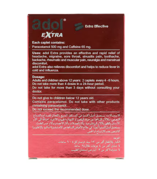 Adol Extra Pain Relief 500mg 24 Caplets