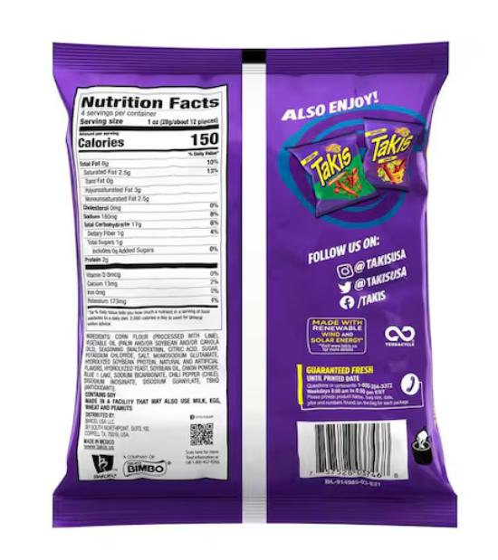 Takis Rolled Blue Heat Tortilla Chips 113g