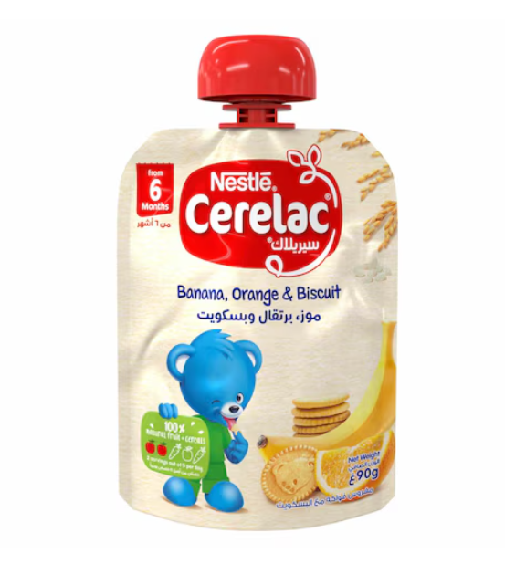 Nestle Cerelac Fruits Puree Pouch Banana Orange Biscuit 90g