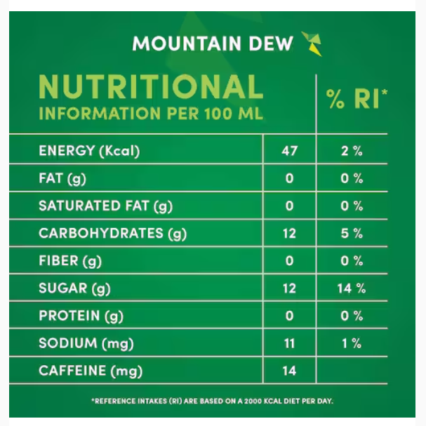 Mountain Dew Soft Drink 330ml