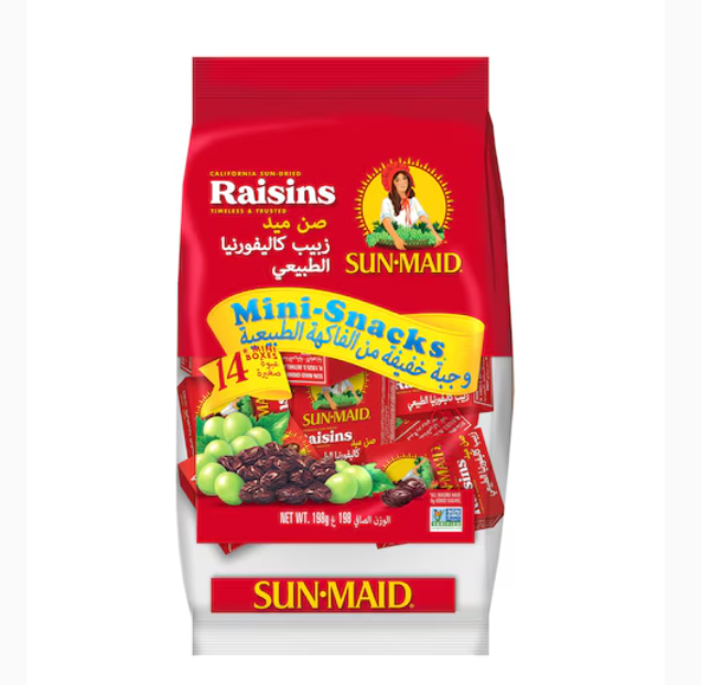 SunMaid California Sun Dried Raisins Mini Snack 198g