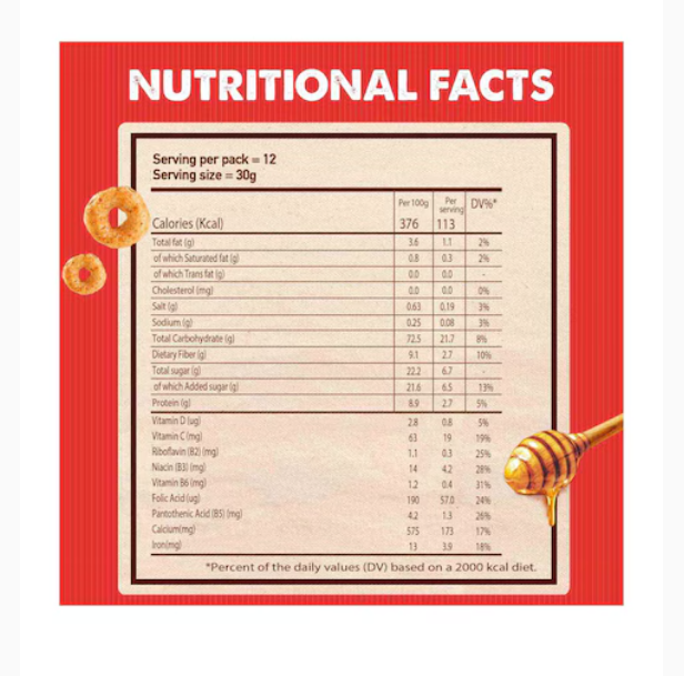Nestle Honey Cheerios Breakfast Cereal 375g