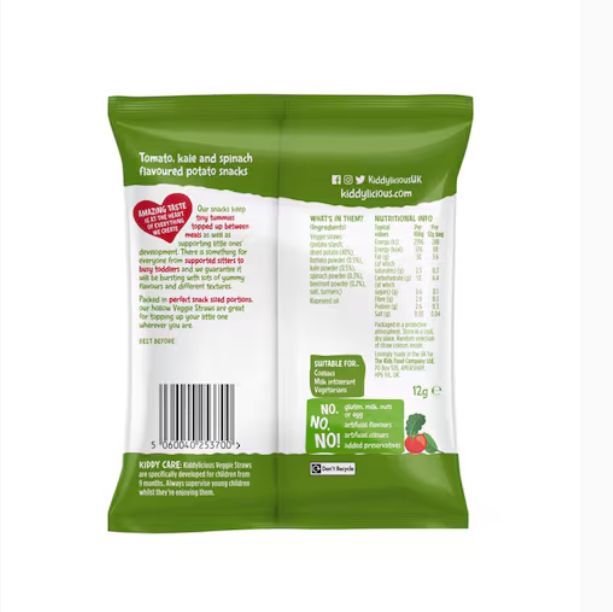 Kiddylicious Gluten-Free Veggie Straws Finger Food 12g