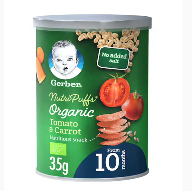 Gerber Organic NutriPuffs Tomato And Carrot 35g