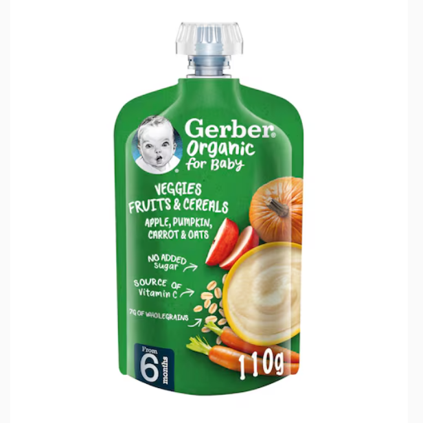 Gerber Organic Apple Pumpkin Carrot And Oats 110g