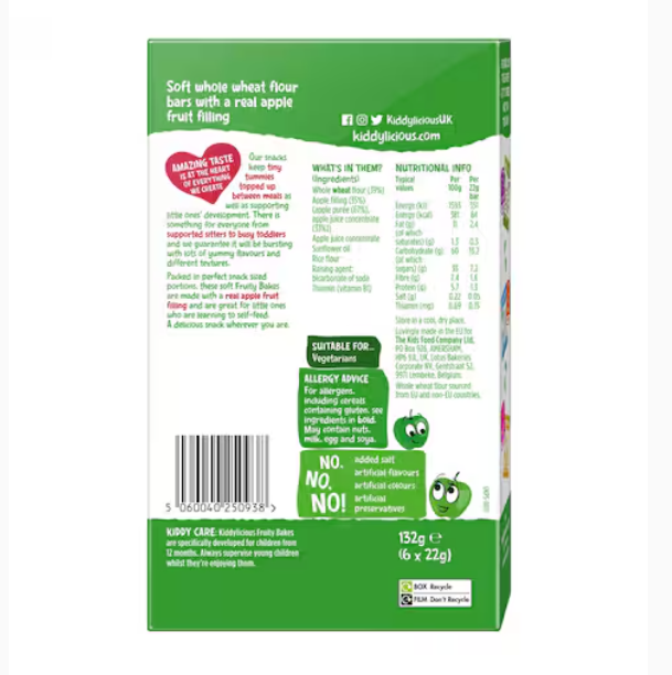Kiddylicious Apple Fruity Bakes Yellow 132g