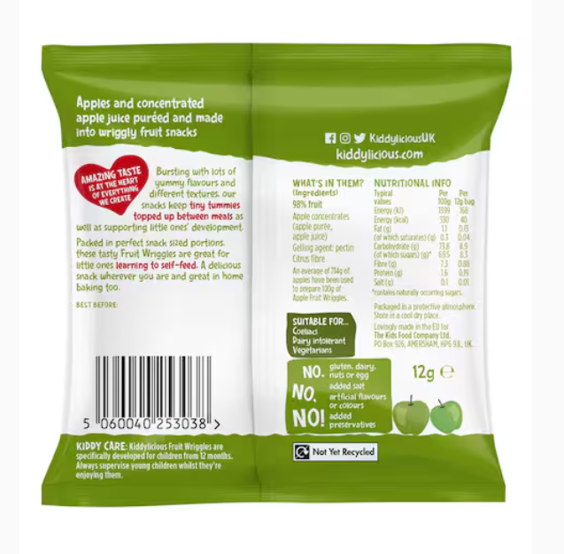 Kiddylicious Apple Fruit Wriggles 12g
