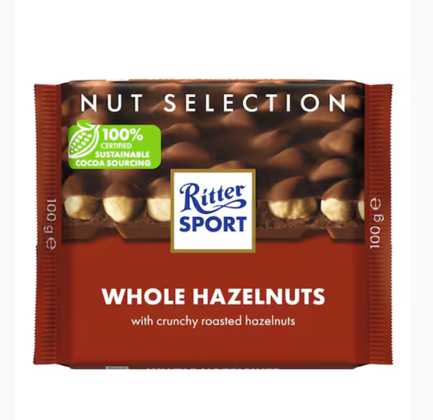 Ritter Sport Whole Hazelnuts Chocolate 100g