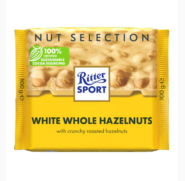 Ritter Sport White Whole Hazelnuts Chocolate 100g