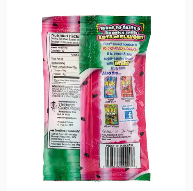 Rips Bite-Size Licorice Candy Watermelon 113g