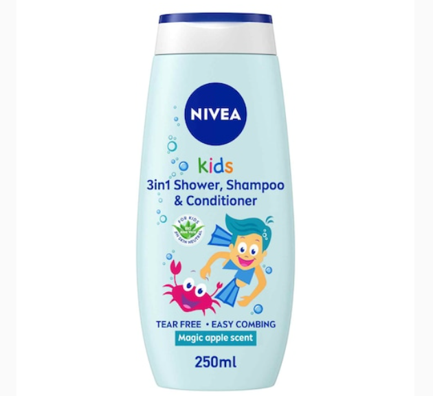 NIVEA Kids 2-In-1 Shower And Shampoo Apple Scent Blue 250ml