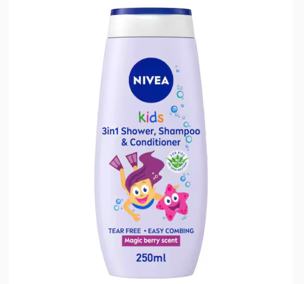 NIVEA Kids 2-In-1 Shower And Shampoo Berry Scent Purple 250ml