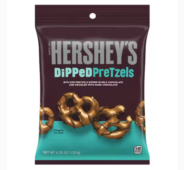 Hershey's Dipped Pretzels In Milk Chocolate And Dark Chocolate 120g