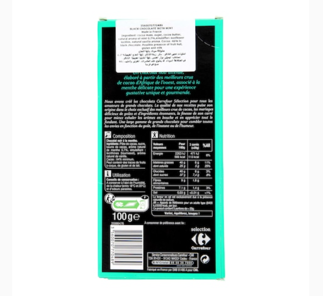 Carrefour Mint Dark Chocolate 100g