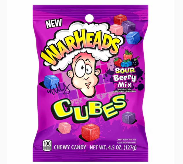 Warheads Cubes Sour Berry Mix Chewy Candy 127g
