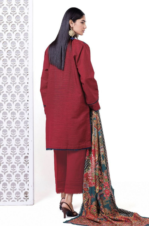 Khaadi Embroidered Light khaddar Messuri Fabrics 3 Piece