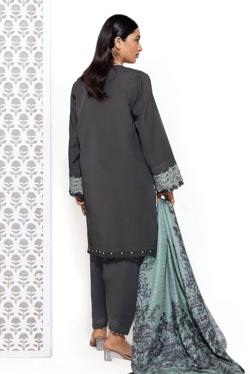 Khaadi Embroidered Dull Raw Silk Fabrics 3 Piece
