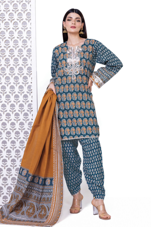 Khaadi Embroidered Light Khaddar Fabrics 3 Piece