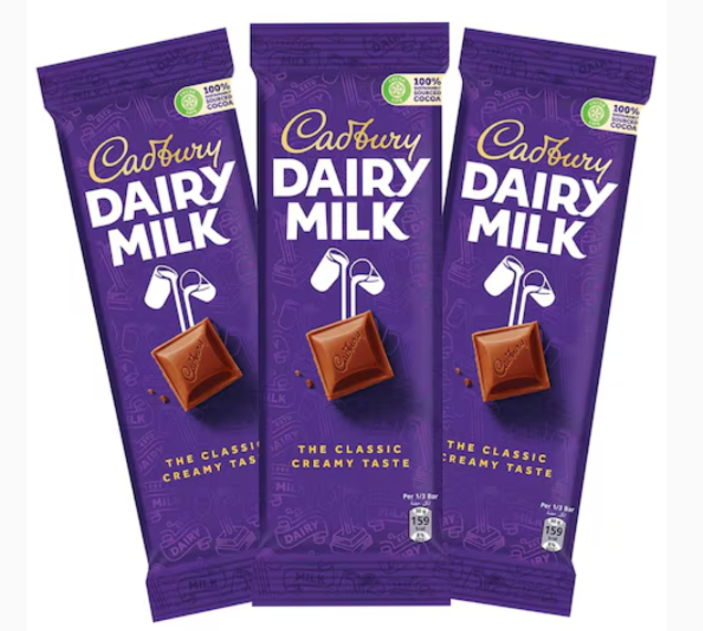 Cadbury Dairy Milk Plain Milk Chocolate Bar 90g x3