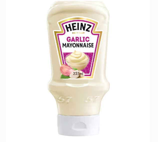 Heinz Mayonnaise Garlic Top Down Squeezy Bottle 225ml