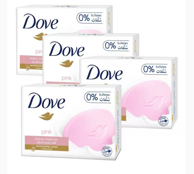 Dove Moisturising Soap Bar Pink With ¼ Moisturising Cream 160g x4