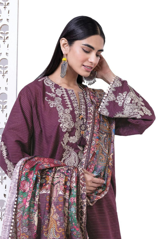 Khaadi Embroidered Light khaddar Messuri Fabrics 3 Piece