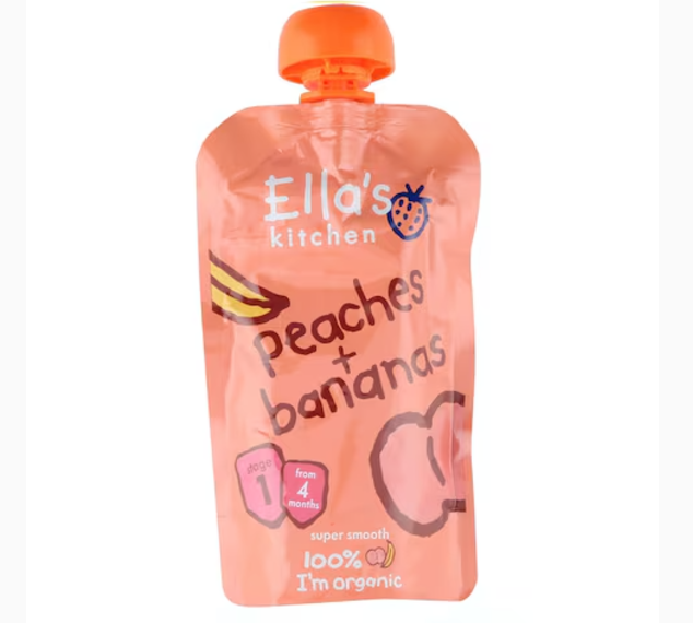 Ella's Kitchen Organic Peach And Banana Puree 120g