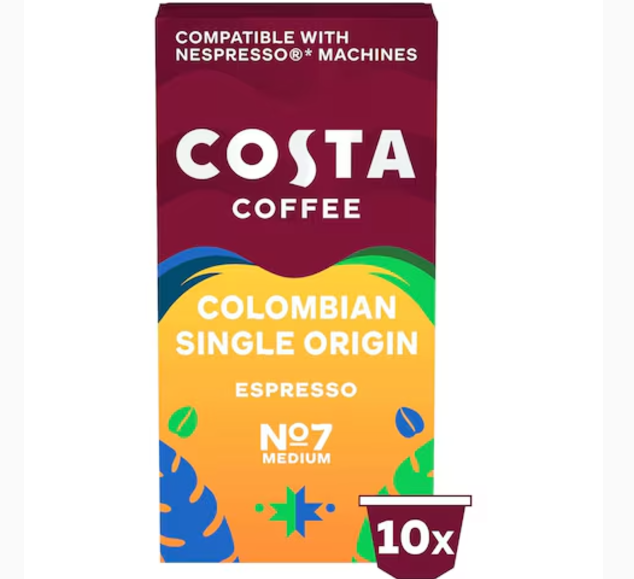 Costa Coffee Colombian Single Origin Espresso Coffee 10 Capsules